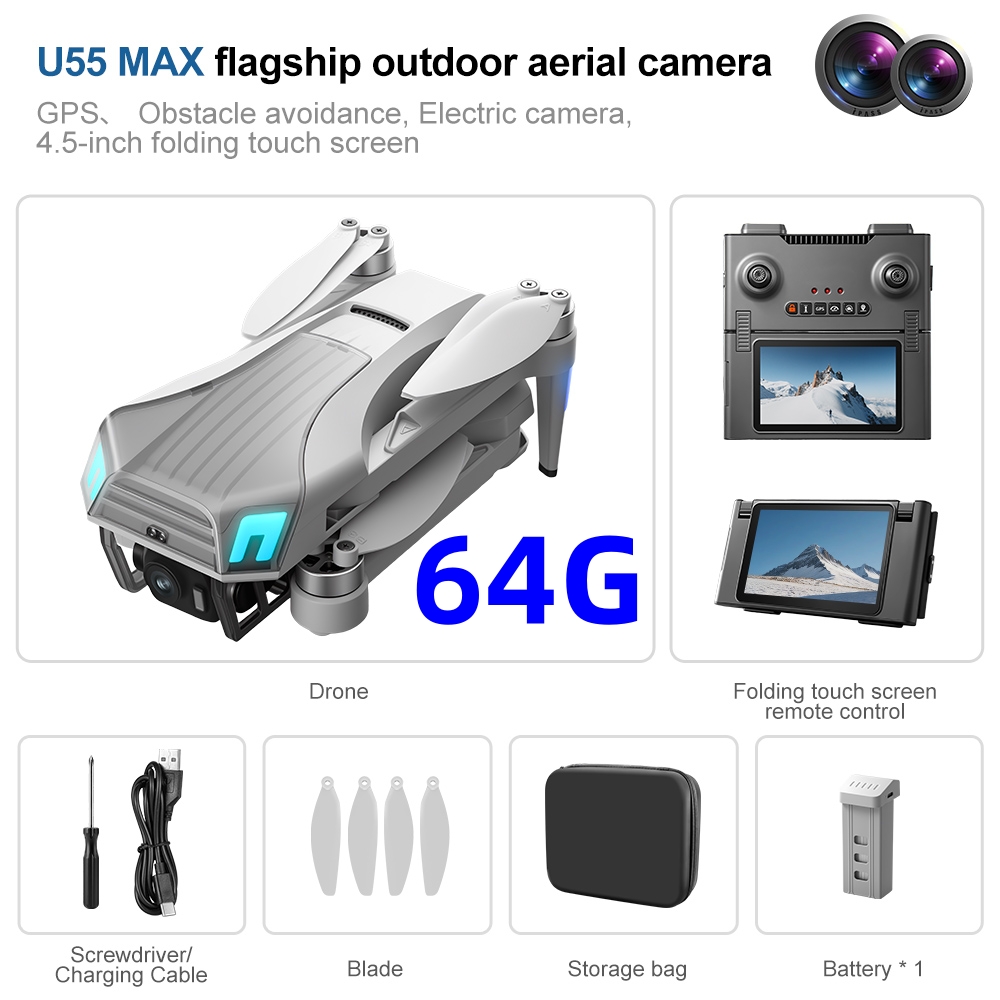 Drone Gimbal 3 Axis - NCZOBOE U55 Profesional GPS Drone With