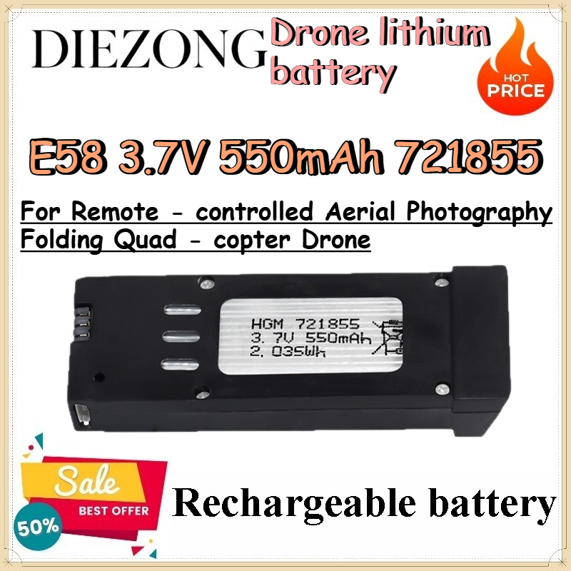 E58 3.7V 550mAh 721855 Drone l - Eachine Drone E58 ulasan dan harga